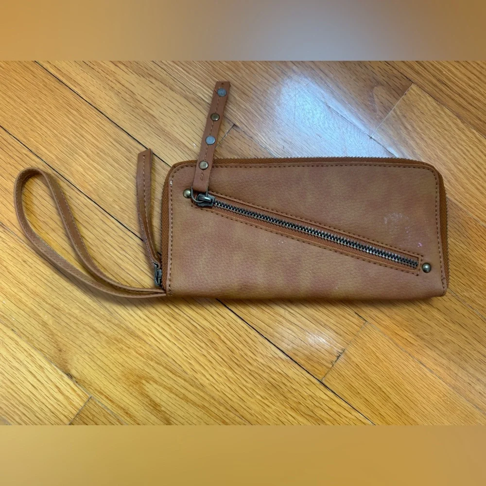 Free People Vegan Leather Zip Wallet / Wristlet – Brown